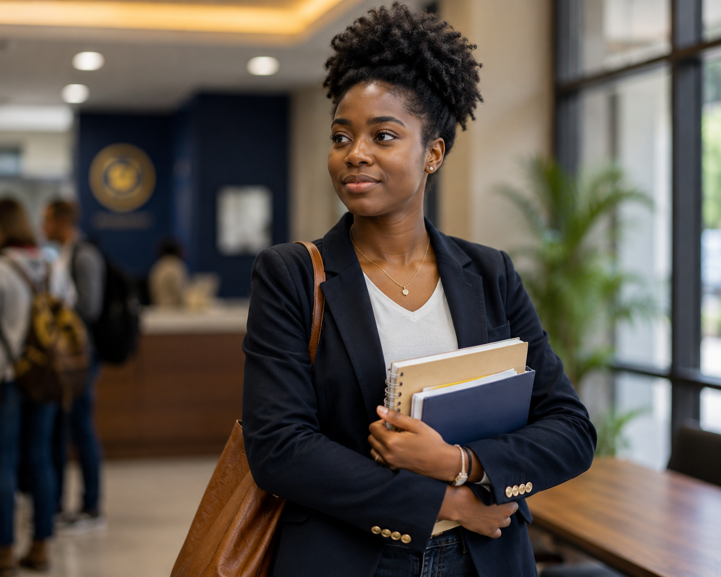 Étudiante dans un campus universitaire